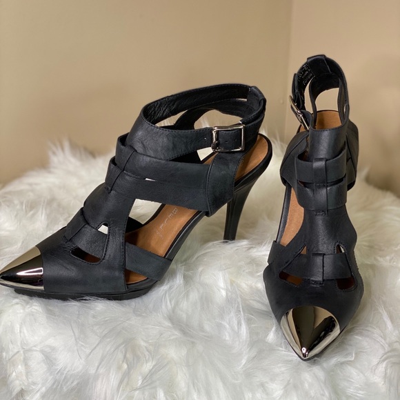 JEFFREY CAMPBELL BLACK -SILVER LEATHER BOOTIE PUMP - Picture 2 of 8